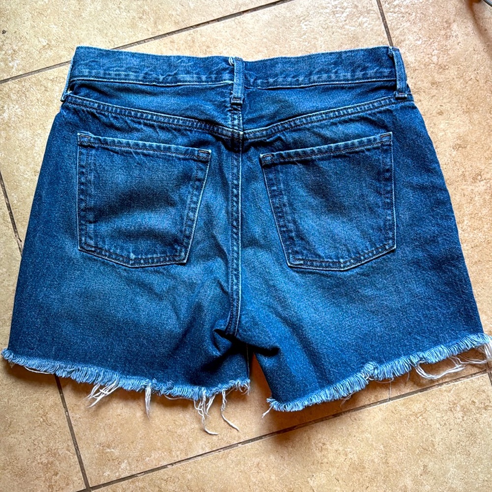 Old Navy Women's Slouchy Straight Denim Jean Shorts Frayed Hem High Waist